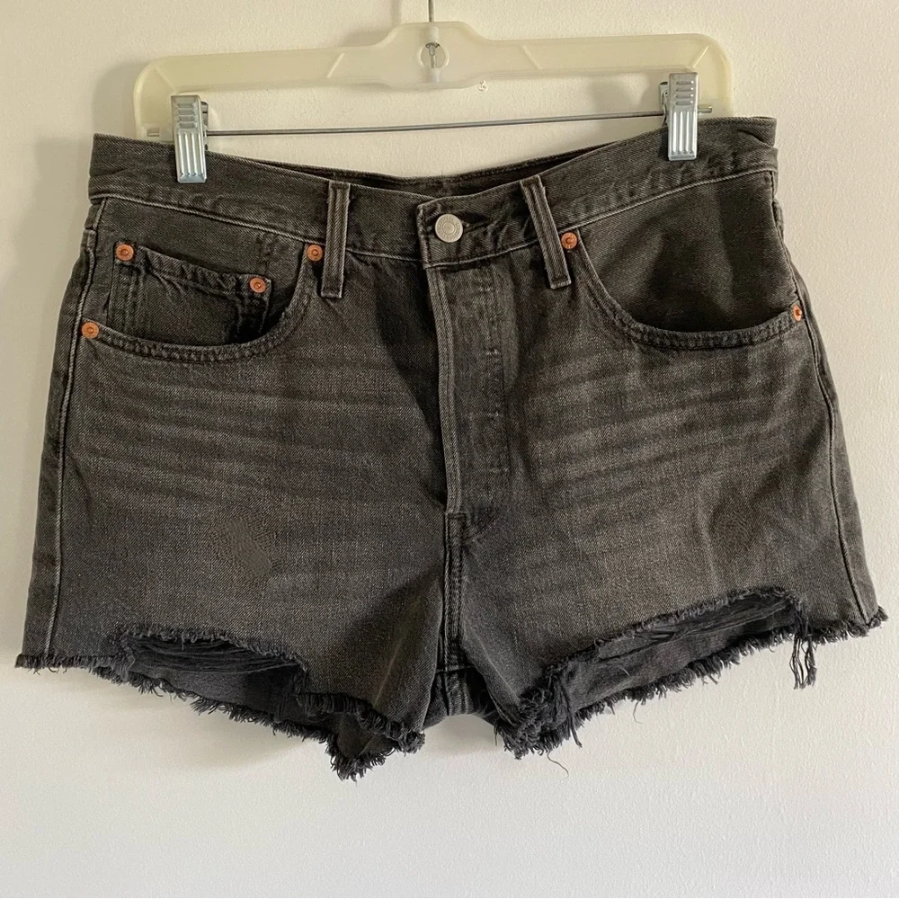 Levi's Premium 501 Original Womens Dark Gray Denim High Rise Cotton Shorts Sz 30